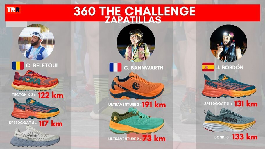 Las zapatillas usadas por los 3 primeros