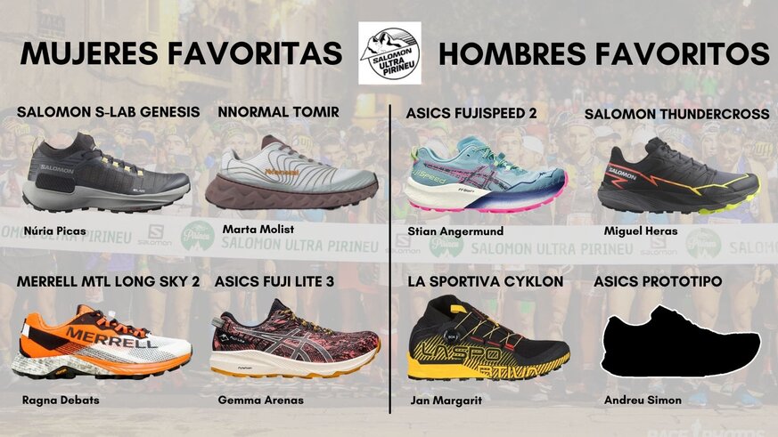 Nuestra particular previa de la Salomon Ultra Pirineu 2023. Como expertos en material, hemos repasado cuáles son las zapatillas que usarán algunas de las favoritas y favoritos a la victoria.
