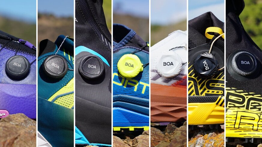 Reportaje sobre el sistema de cierre y ajuste BOA, utilizado en zapatillas para trail running - correr por montaa. Ventajas e inconvenientes del BOA, posibles mejoras y zapatillas de trail 2024 con BOA.